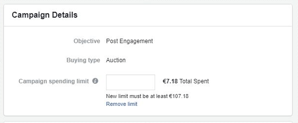 Facebook Ad delivery problems - campaign spending limit