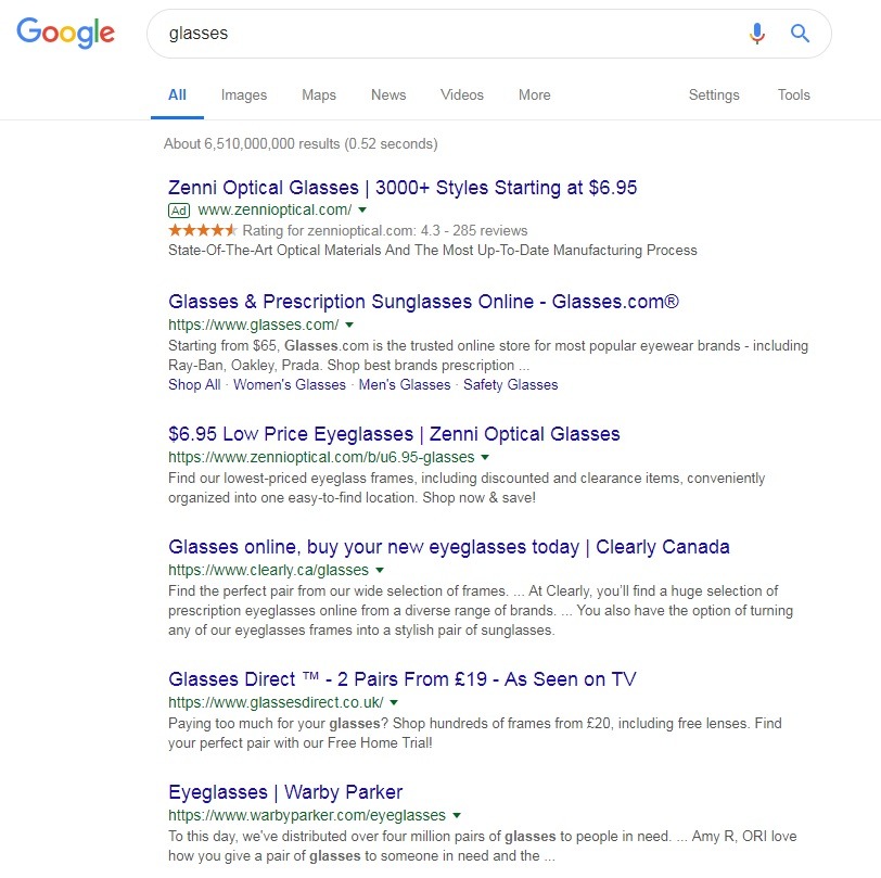 negative keywords affect search