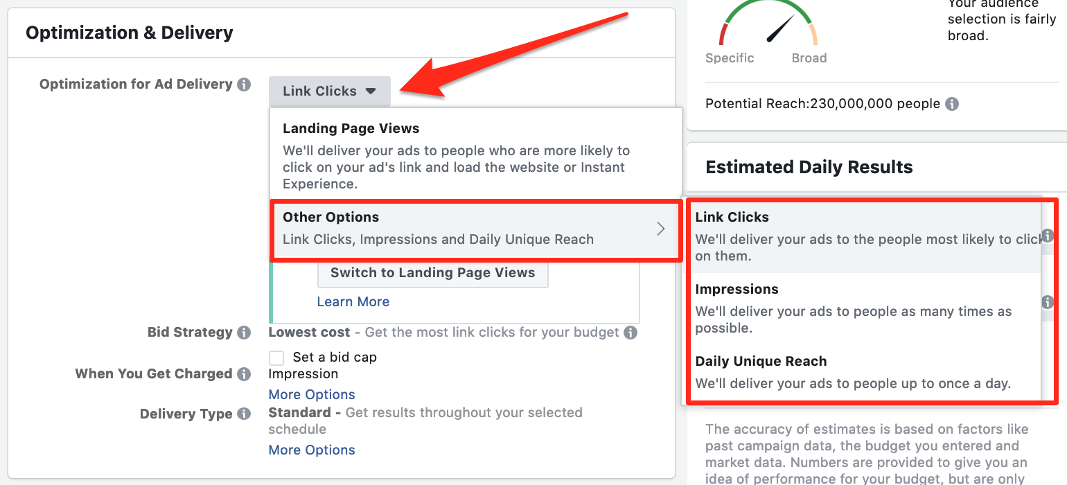 Optimization and Delivery setup for Facebook Offer Ads