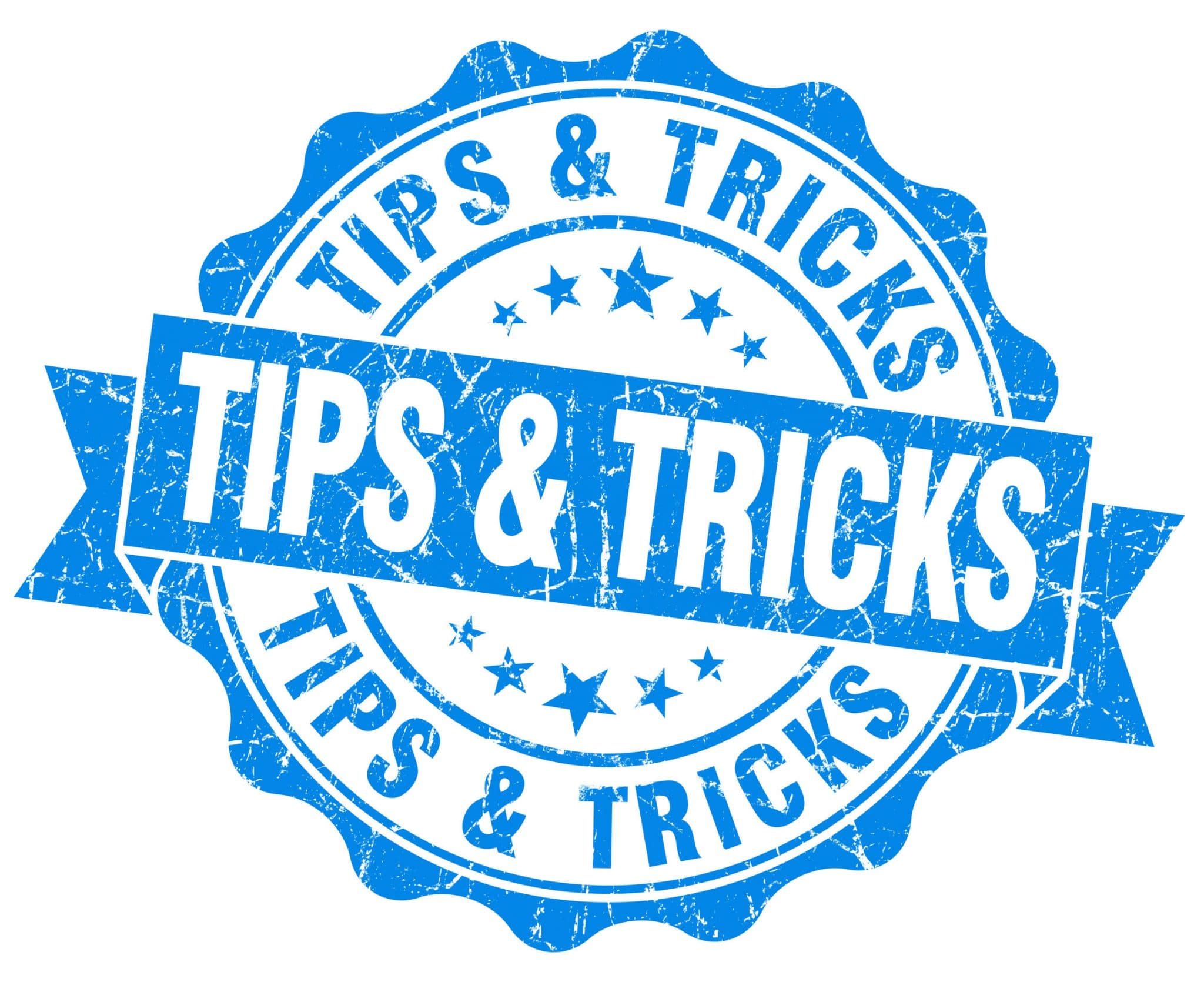 Stamp with Tips & Tricks written on it.