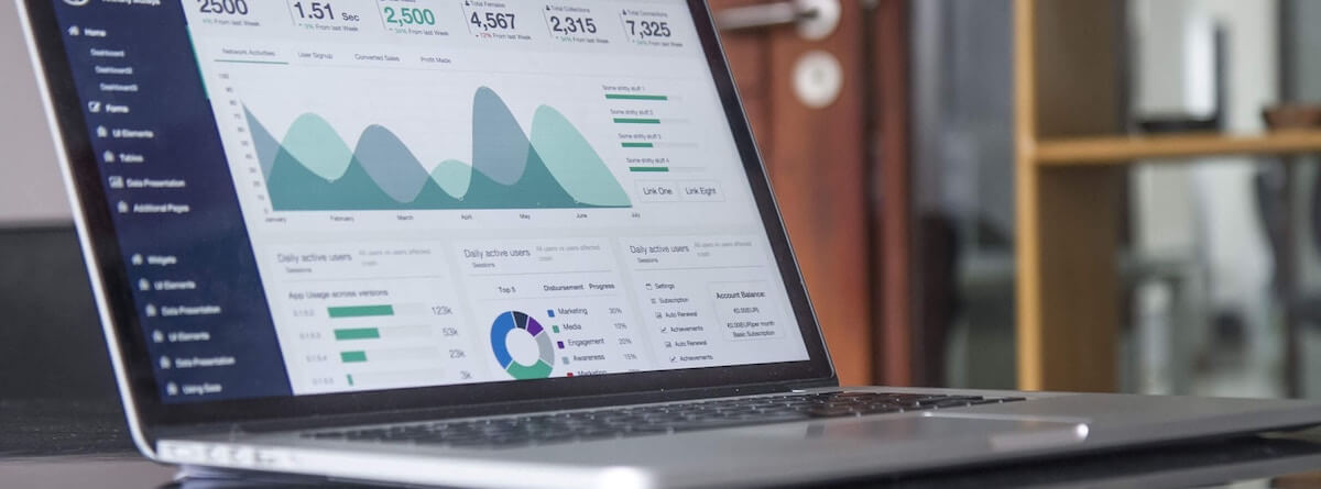 Laptop with marketing data