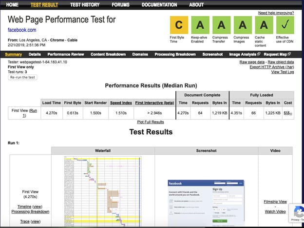 WebPageSpeed.org Results image