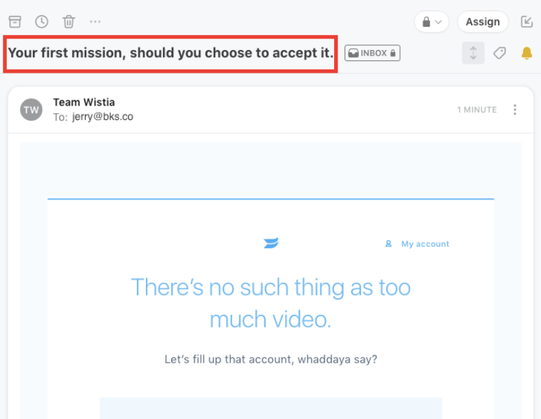 Wistia sales email