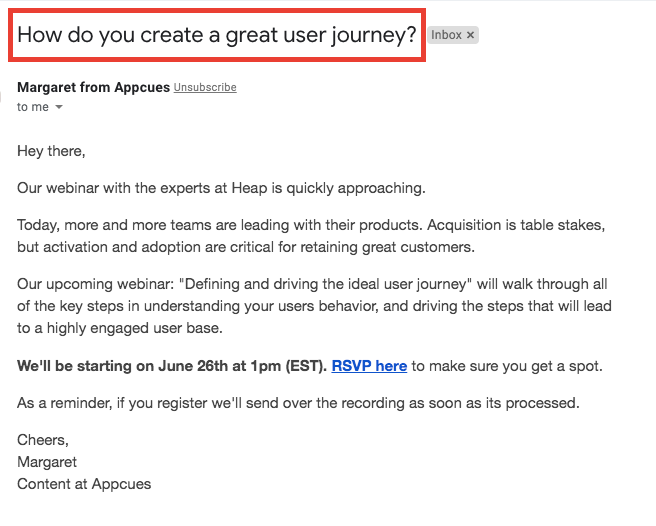 Appcues sales email