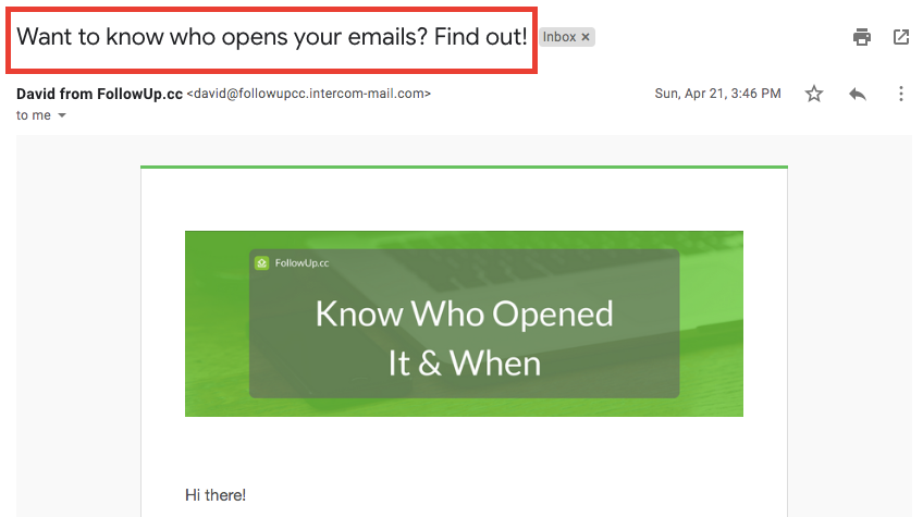 FollowUp sales email