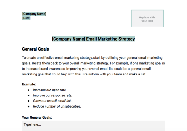 email marketing strategy template