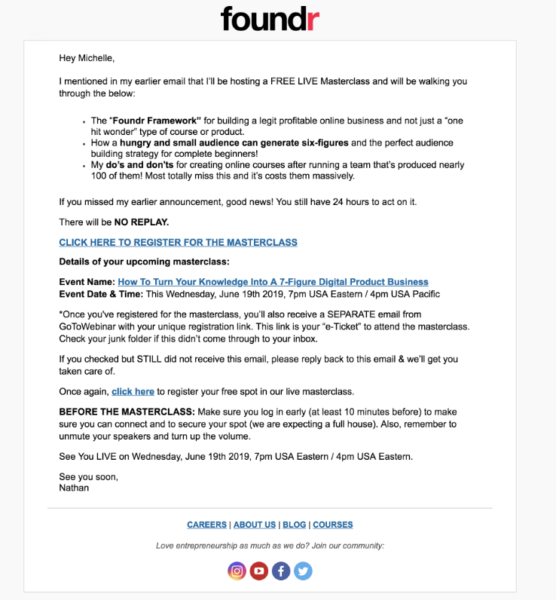 webinar second invitation email