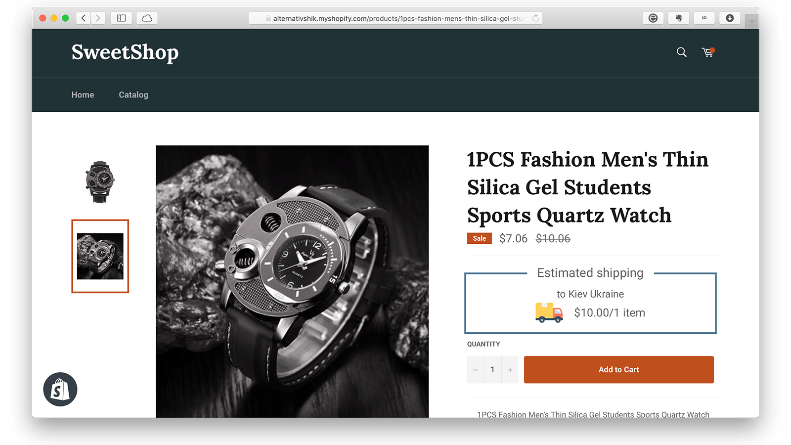 shop with estimated shipping costs to product pages