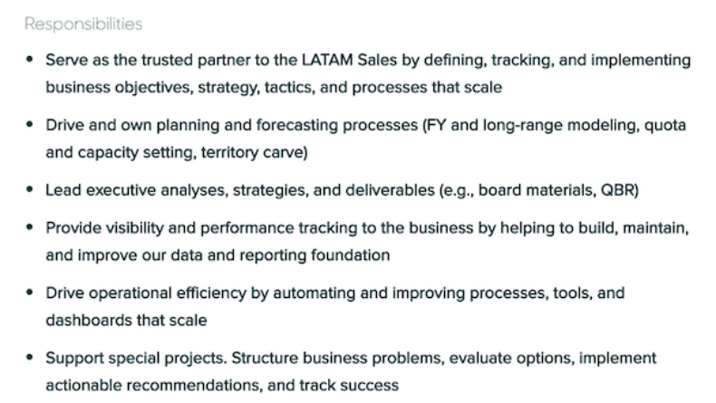Sales operations manager job description