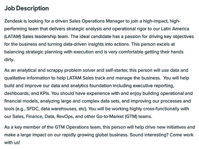 Sales operations manager job description