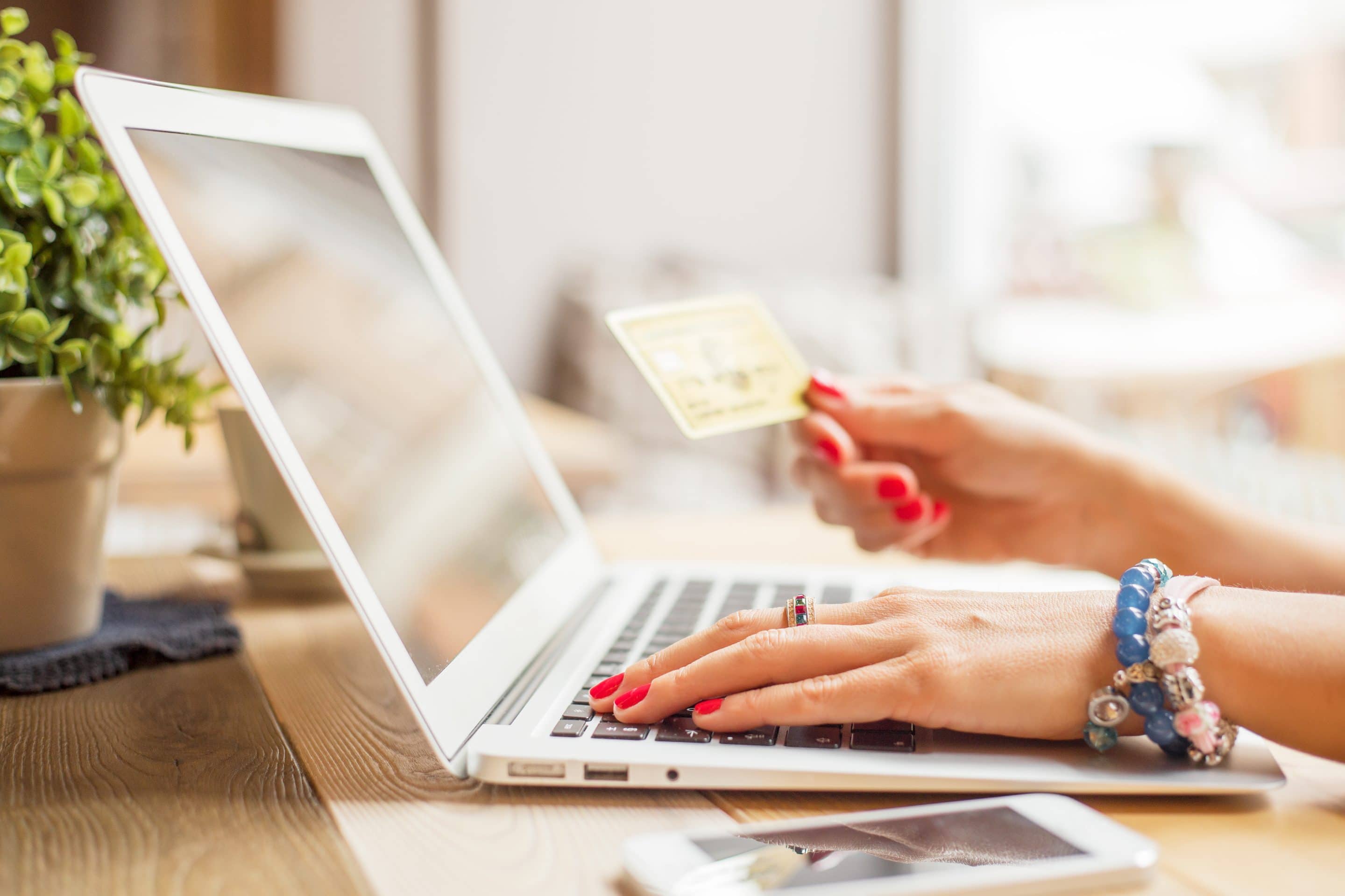 Woman purchasing a product online