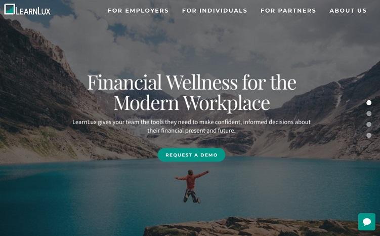 LearnLux startup landing page