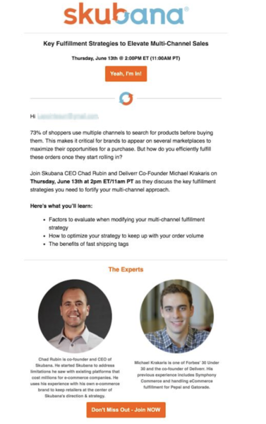 initial webinar invitation email.
