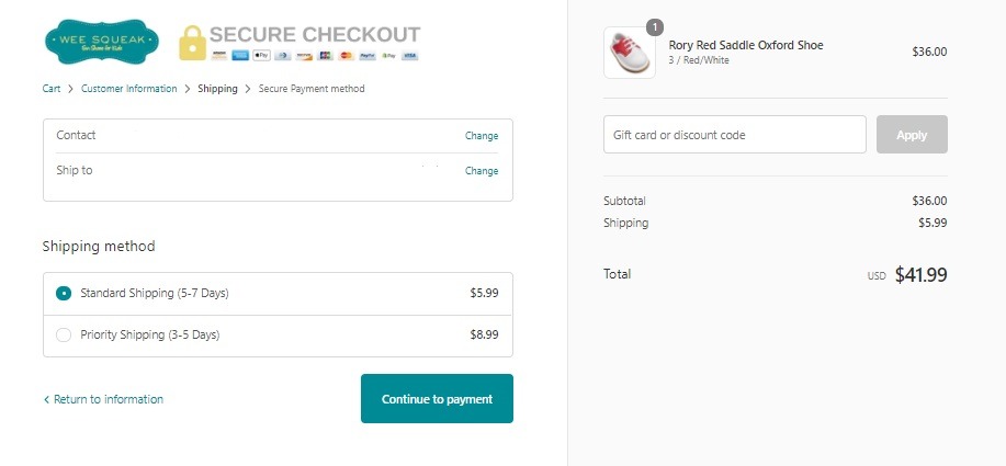 wee squeak checkout page good example