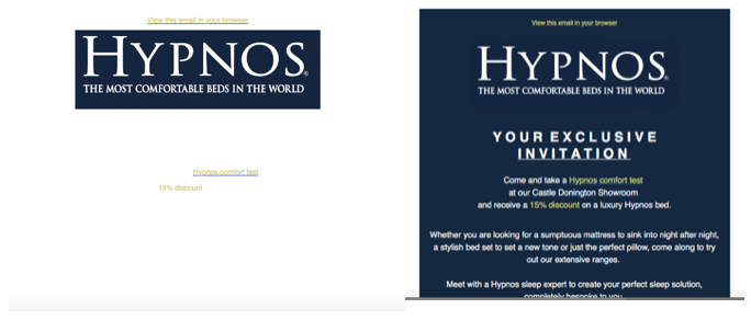 Two versions of an email