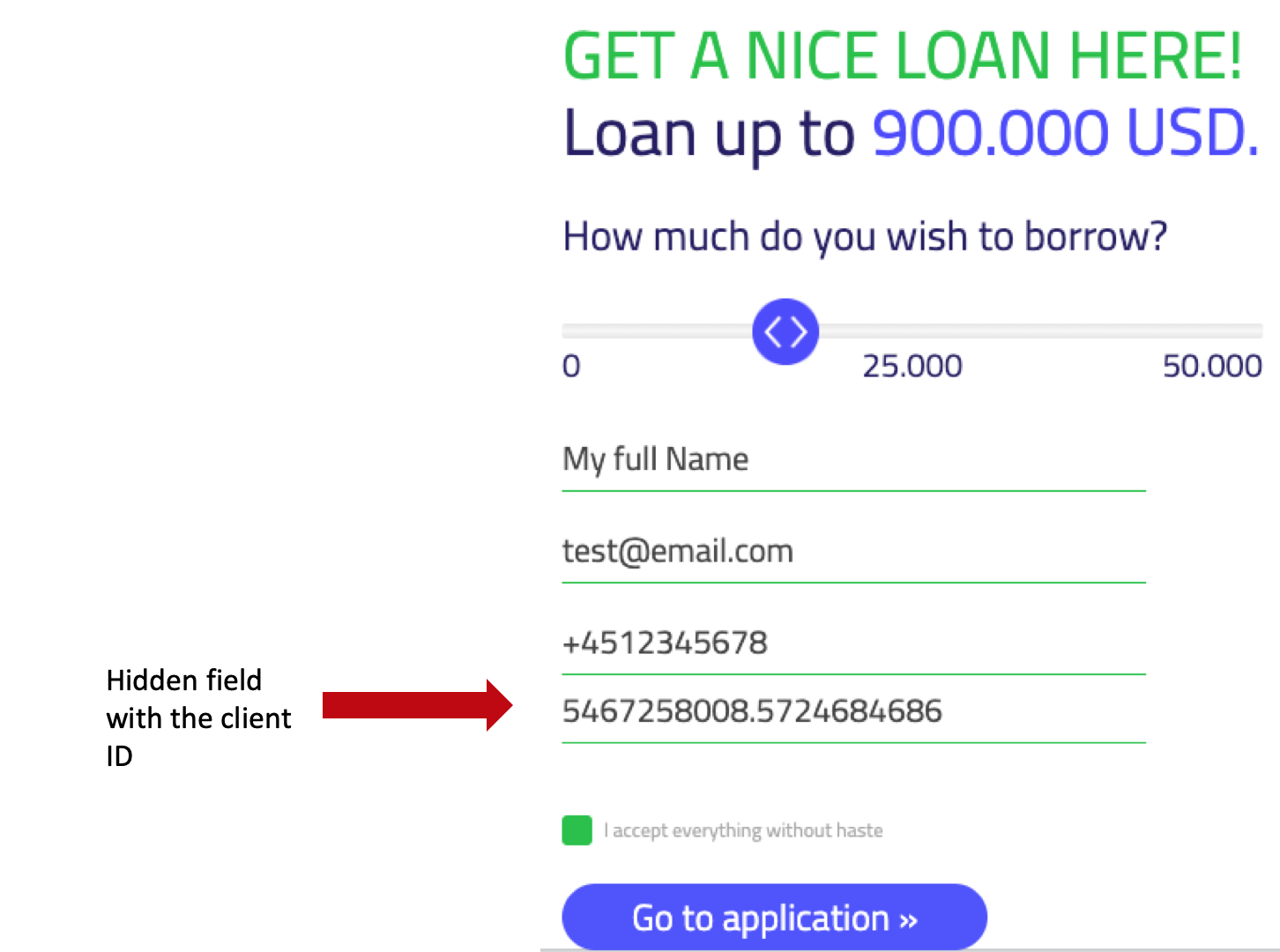 capturing the client id via a hidden field in a form.