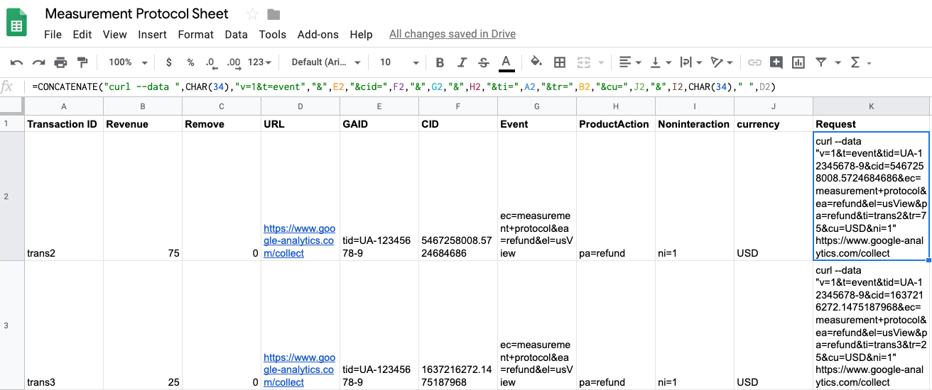 measurement protocol spreadsheet template.