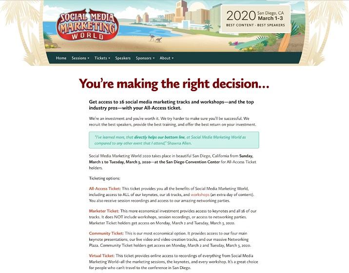 event landing page for Social Media Marketing by Social Media Examiner