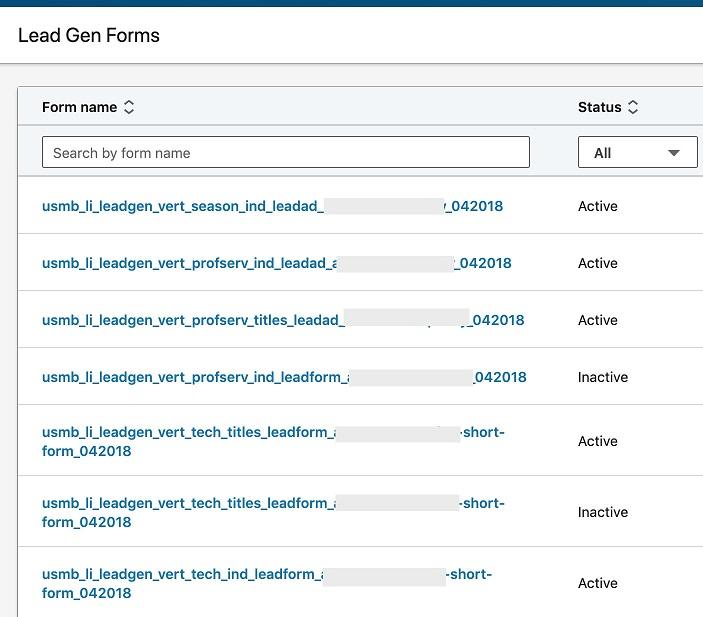 LinkedIn lead generation ad naming example