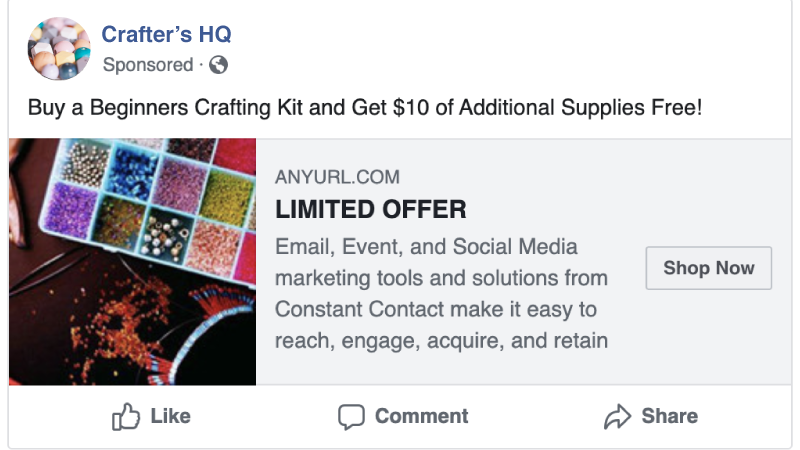 Facebook ad to a shoppable landing page