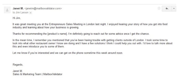 follow-up sales pitch