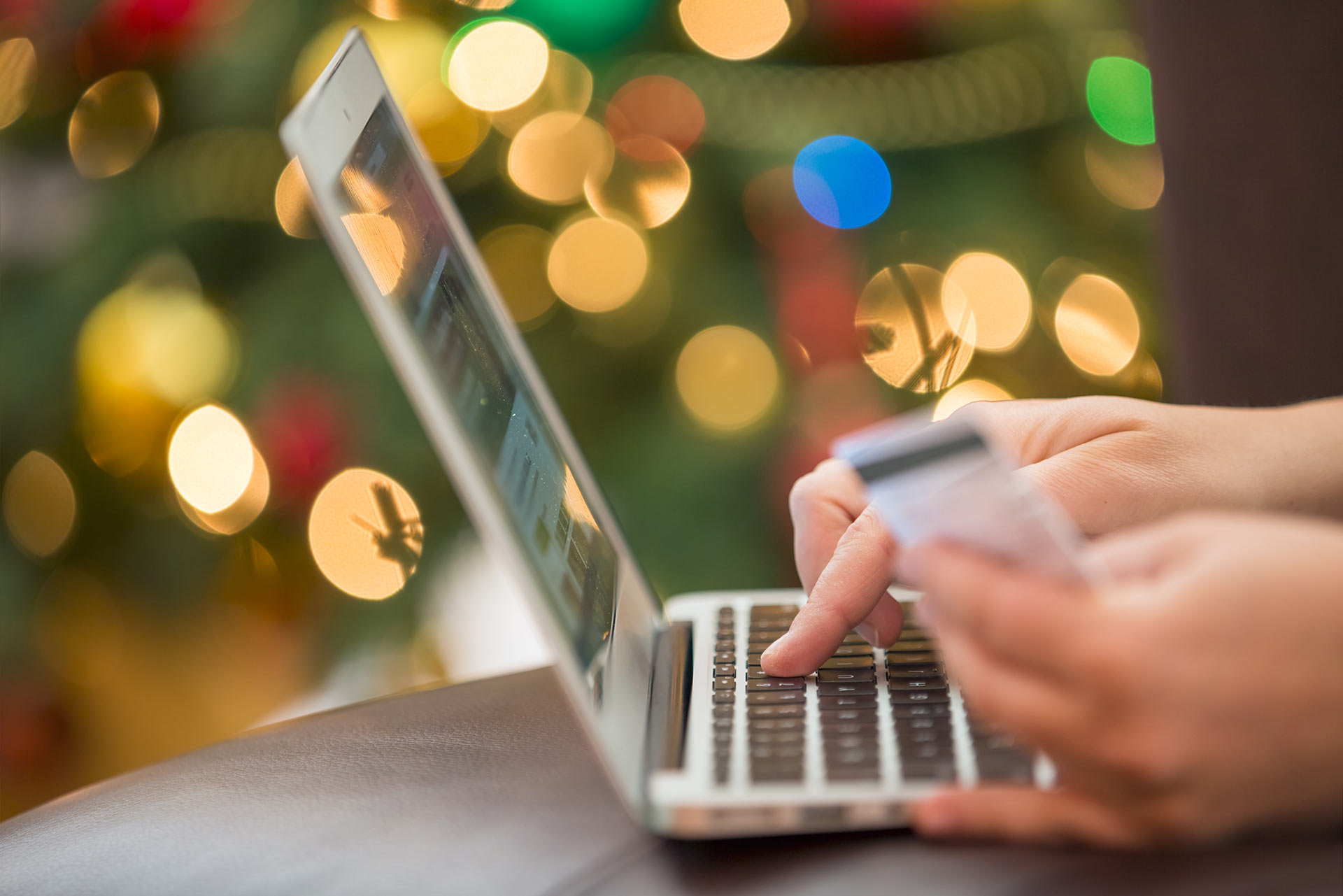 e-commerce holiday shopper using laptop