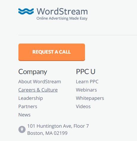 WordStreams orange CTA button