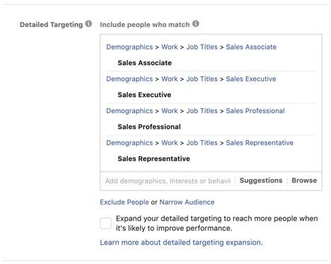 Facebook targeting examples