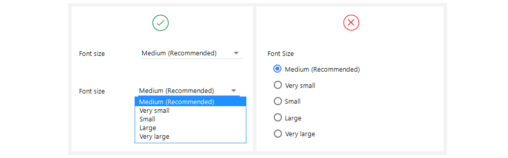 radiobuttons and dropdowns in payment form