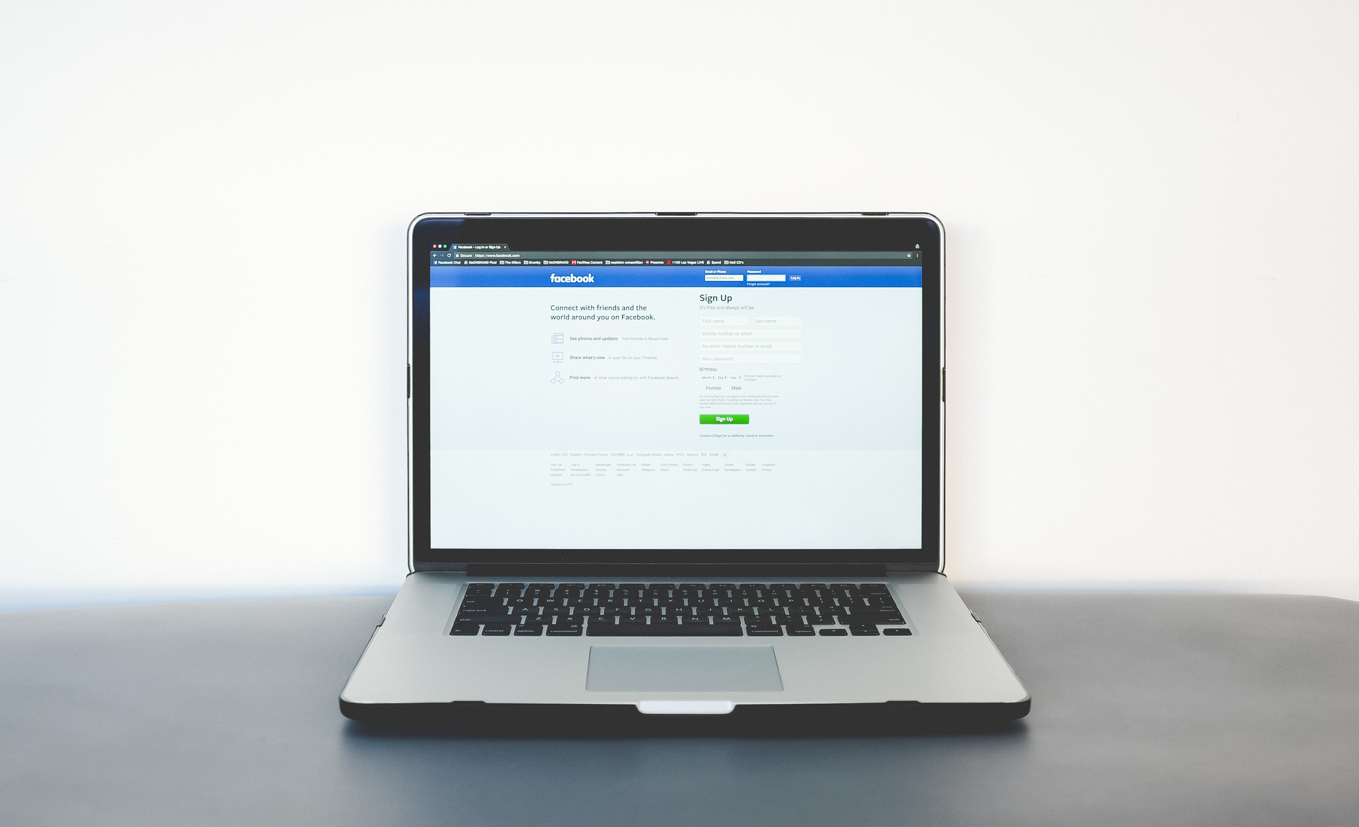 Facebook on a Laptop Screen