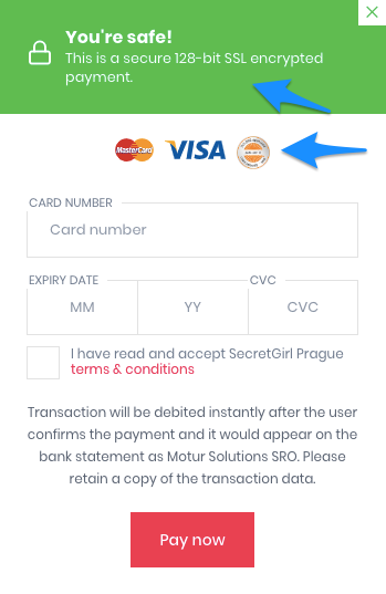 security message in checkout