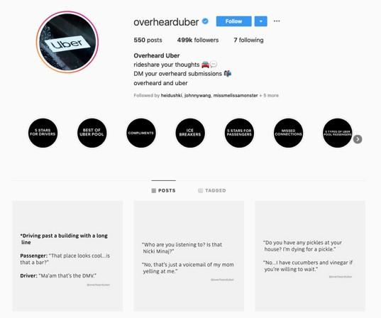 Ubers UGC Instagram account