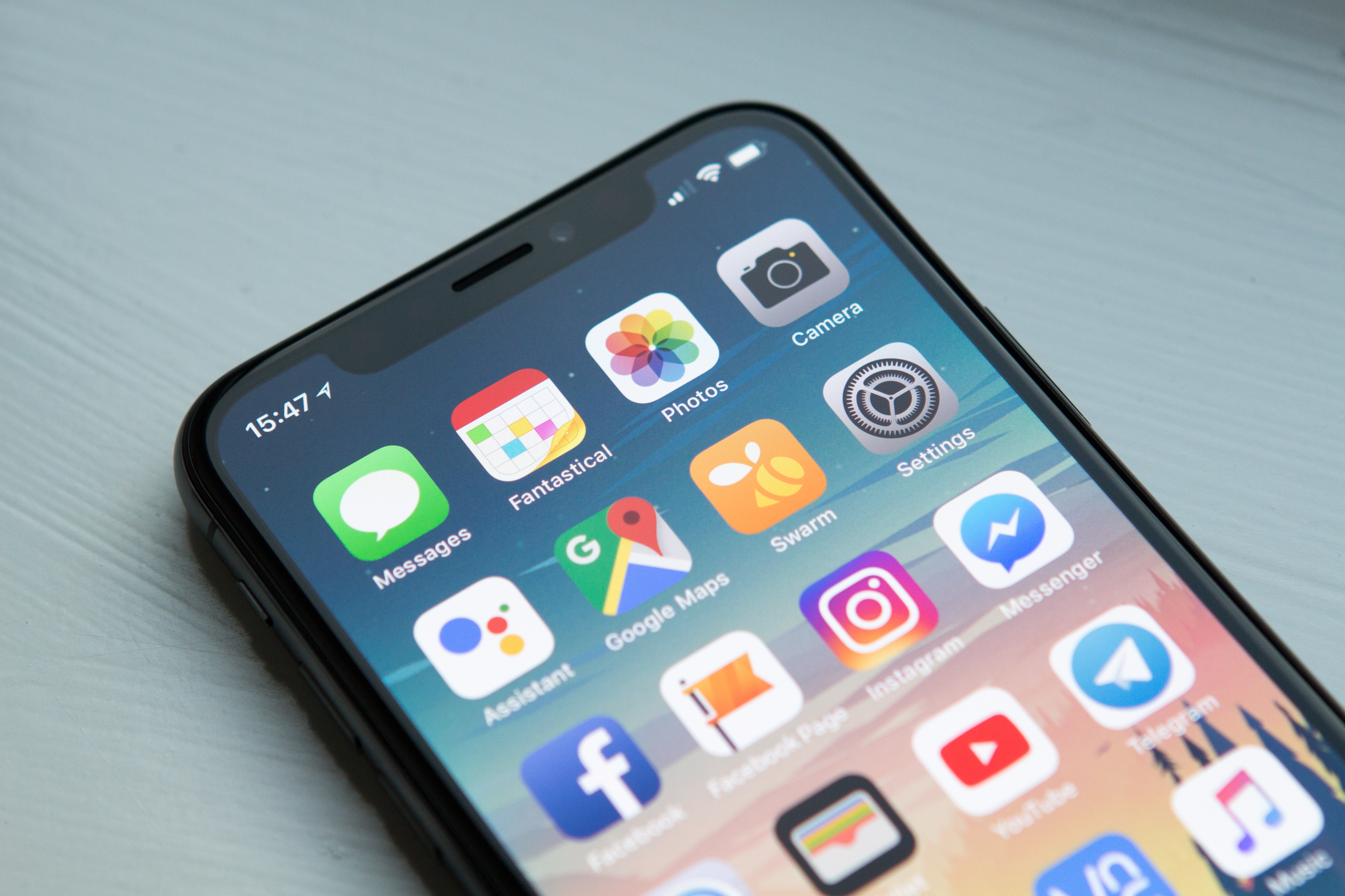 iPhone screen with applications 