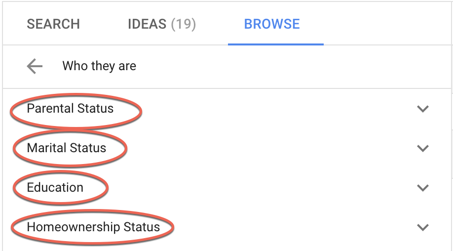 Detailed Demographics categories in paid search marketing