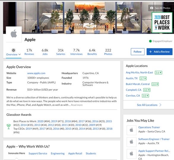 apple glassdoor profile