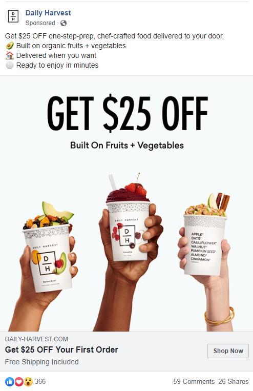 Facebook advertising example