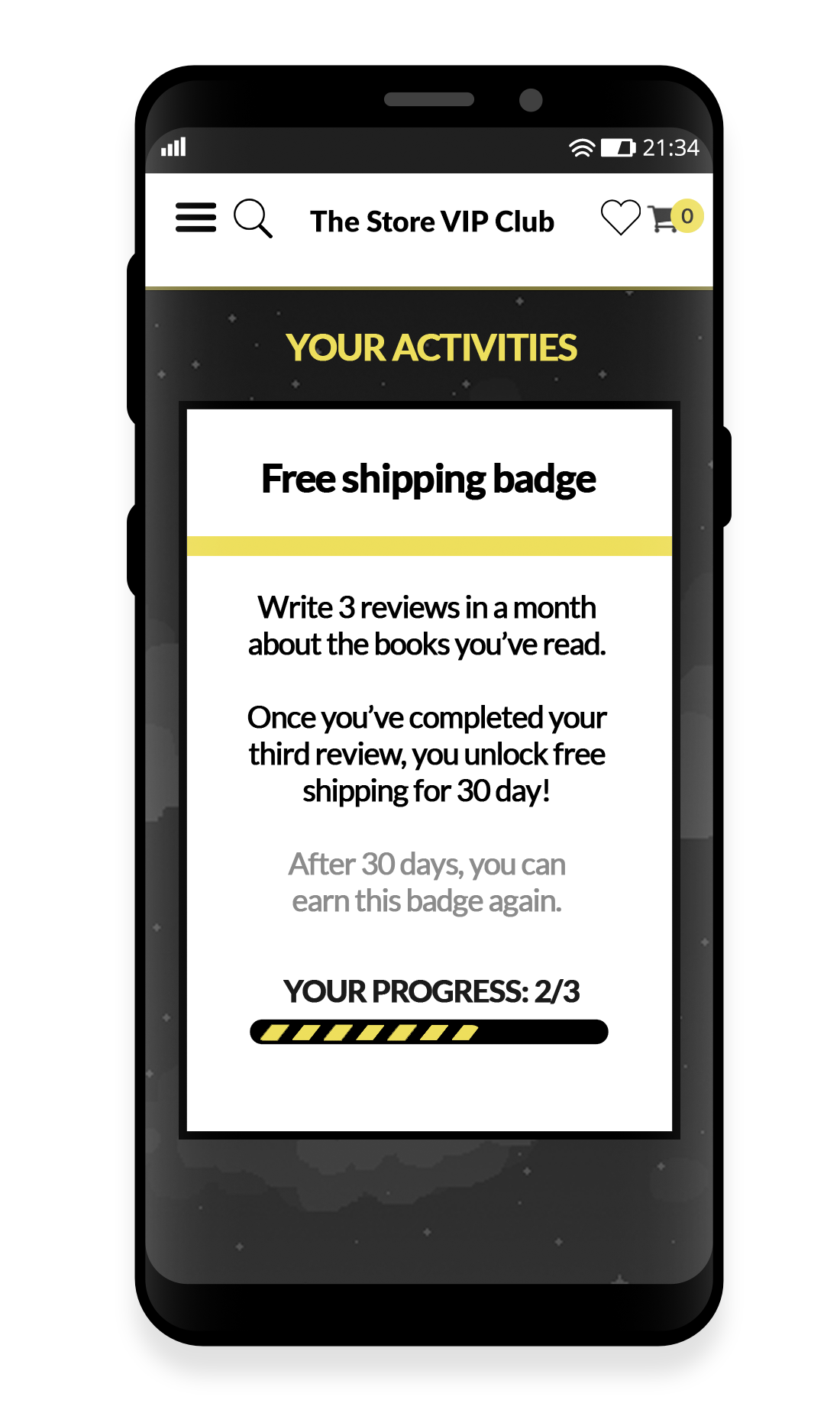 In addition to increasing purchase frequency, badges and challenges can also be used to drive other important metrics. For instance, you can encourage members to visit your site several times a week or share product pages on social media. 