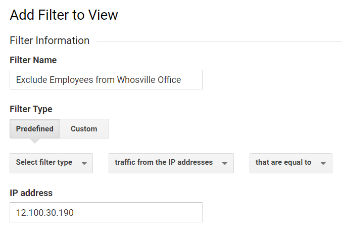filtering out internal traffic in google analytics.