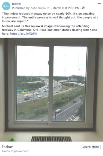 facebook sponsored posts example indow