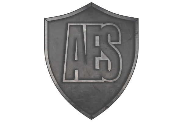 A stone shield with AES written on it.