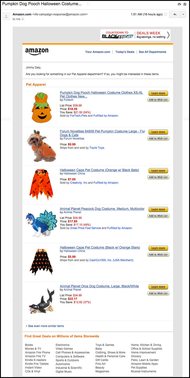 Amazon Browsing History Emails