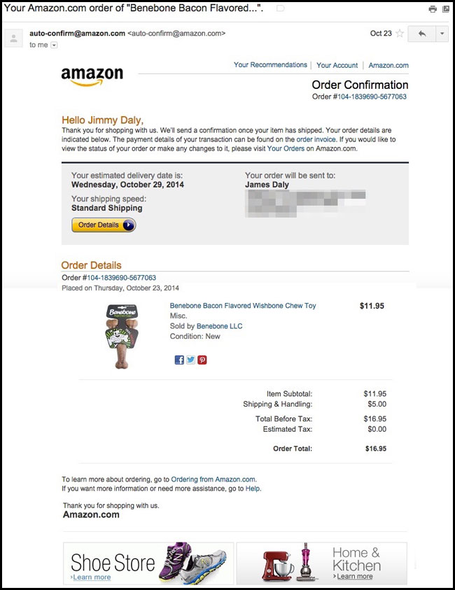 Amazon Receipt Emails