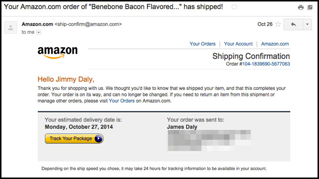 Amazon Shipping Confirmation Emails