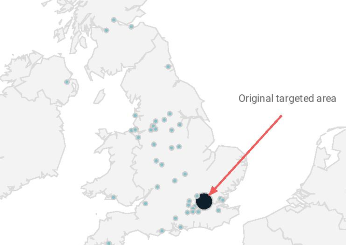 map showing impressions pre and post covid lockdown
