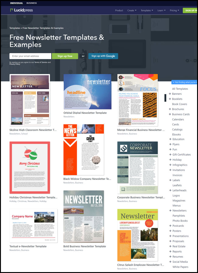 Lucidpress Newsletter Templates