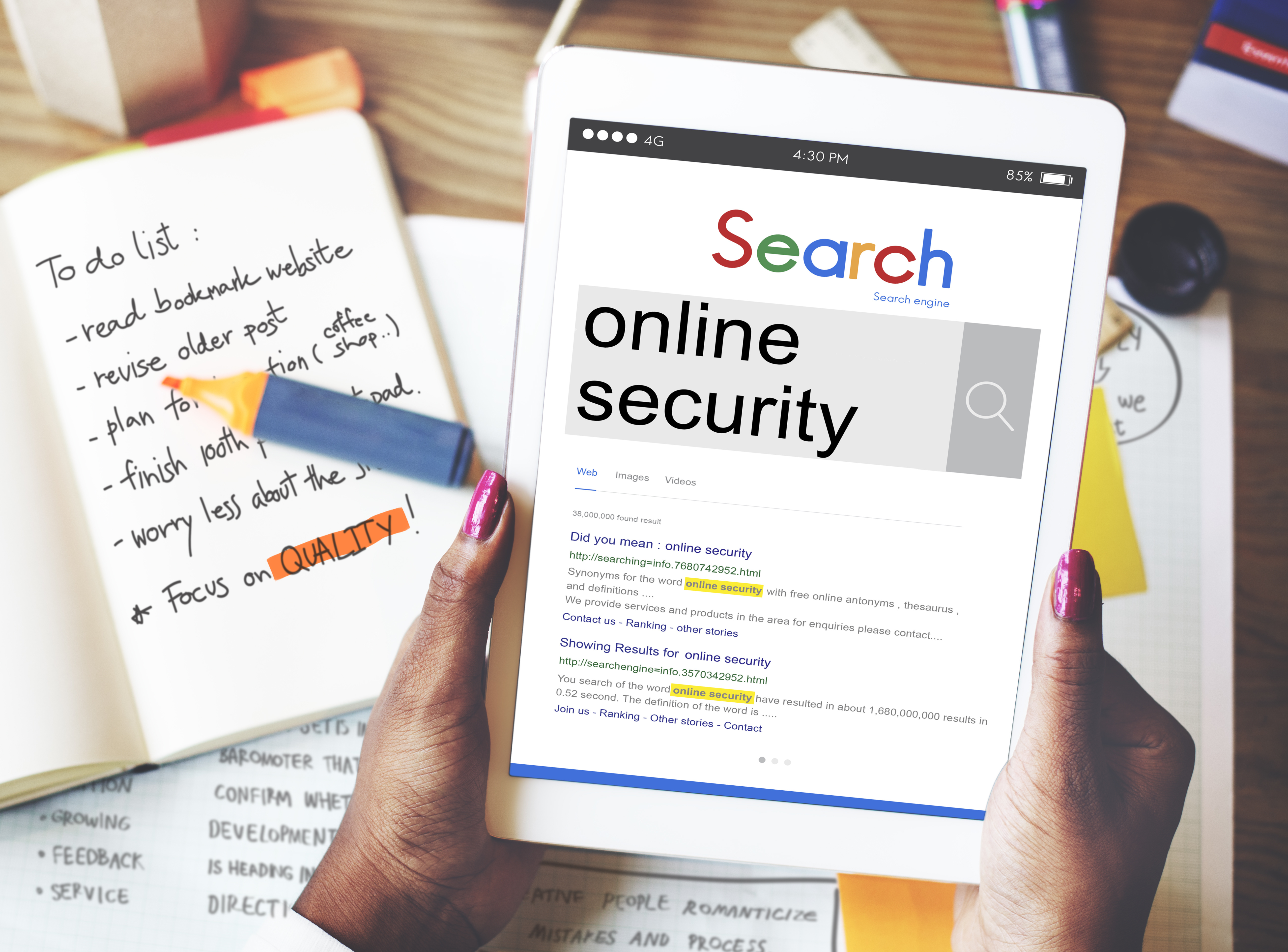 Searching on tablet for keywords