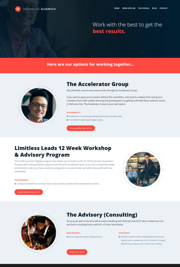 Nicholas Kusmich application funnel example