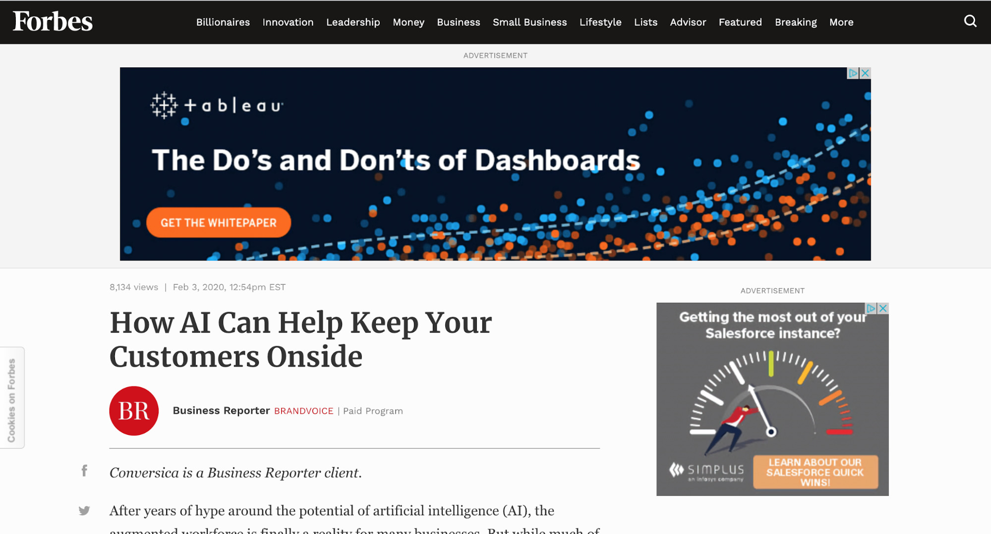example of advertorial with weak premise.