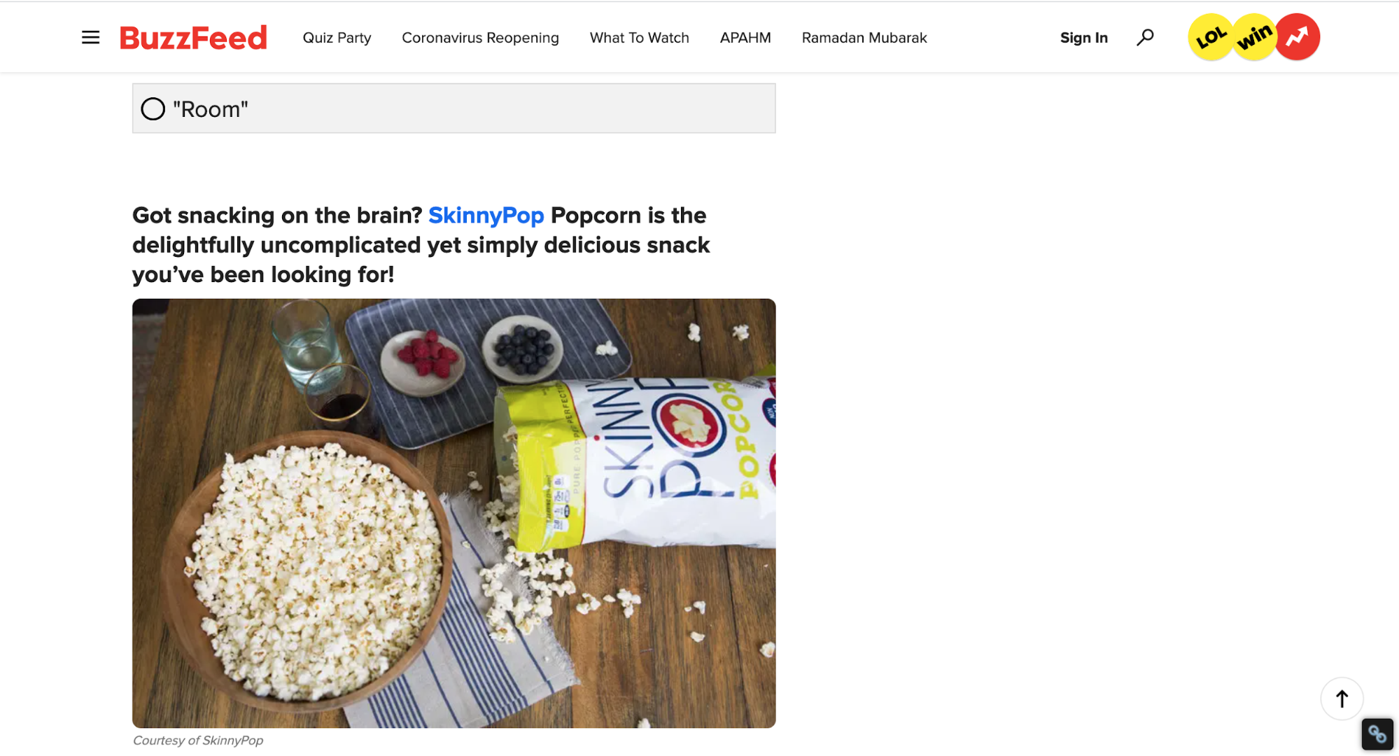 advertorial for skinnypop.