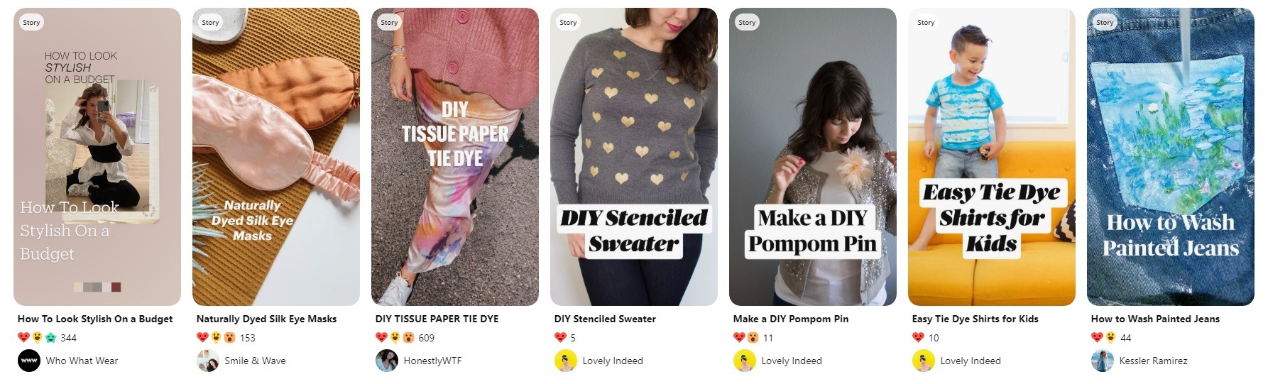 story pins example fashion